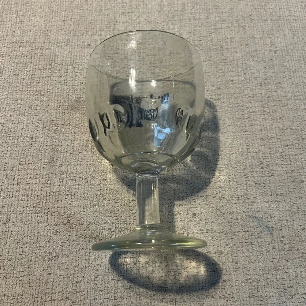 Vintage Budweiser Light Stemmed Goblet Beer Glass Blue Black Logo Barware Clear